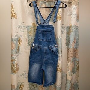 Girl Vivi XL 14 Denim Overall Shorts Jumpsuit Sexy Legs Y2K 2000’s Jean Romper
